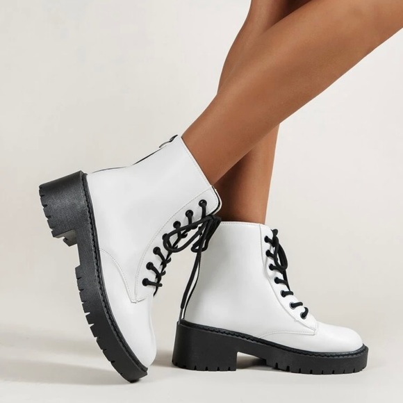 NIB Shein White Combat Boots - Picture 3 of 9